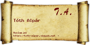 Tóth Alpár névjegykártya